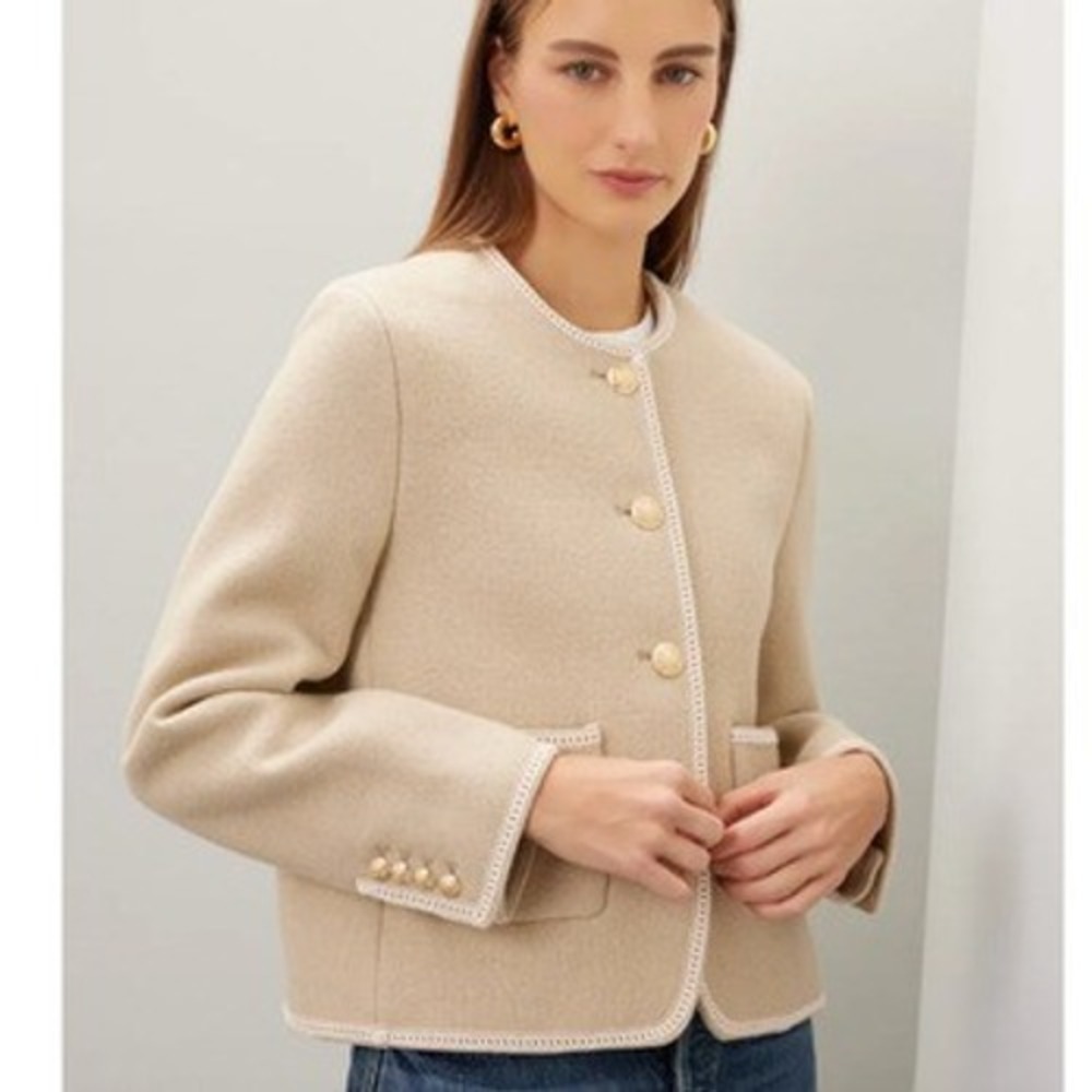 Dunst Jacket Womens XX Small Beige Classic Tweed Boucle French Style Blazer